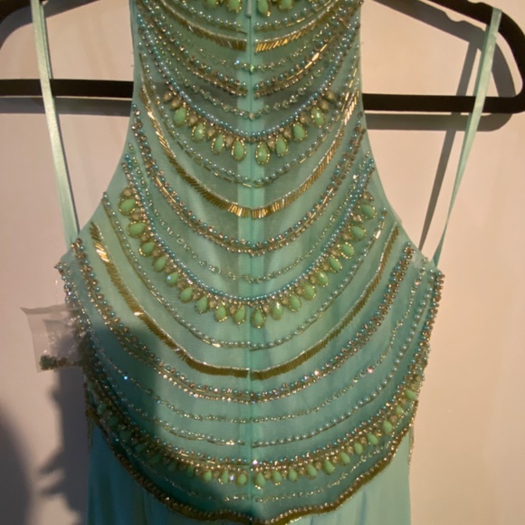 Light blue body con straight prom dress - Picture 7 of 10